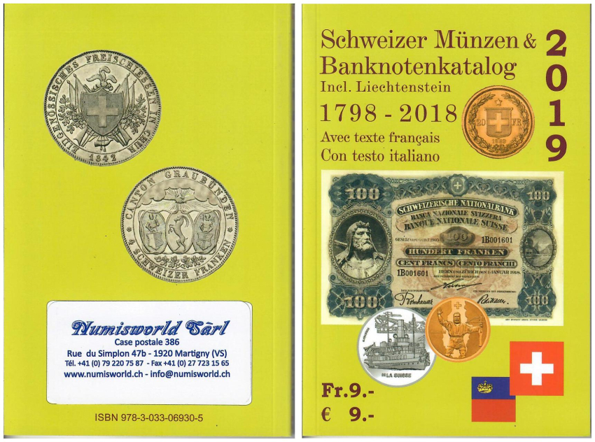 Münzenkatalog Schweiz 2019 inkl. Liechtenstein | Münzen Banknoten Kantonsmünzen Goldmünzen Gedenkmünzen